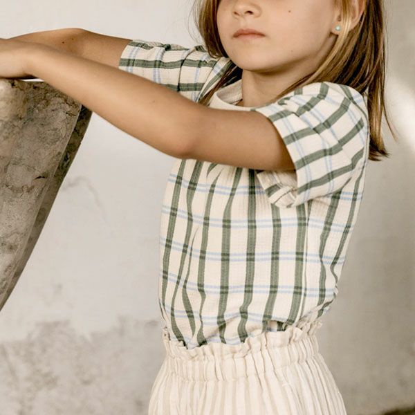 オーガニックコットン キッズ シアサッカー半袖TシャツLisboaStripe