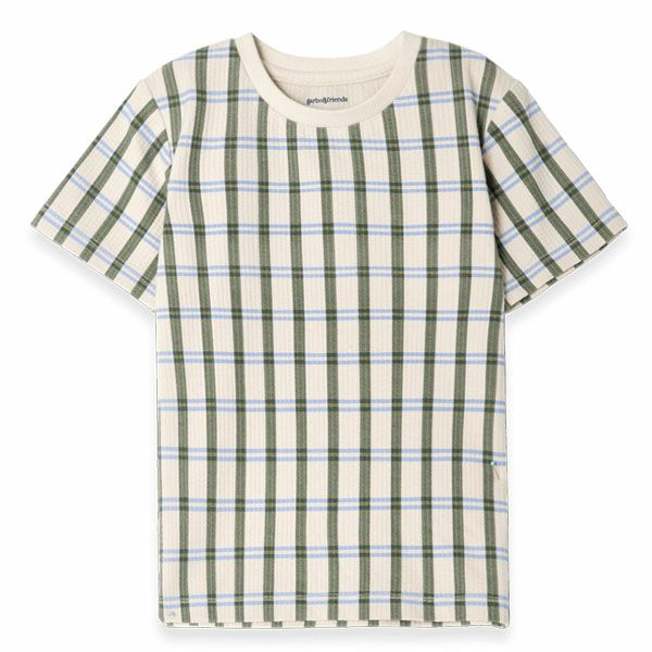 オーガニックコットン キッズ シアサッカー半袖TシャツLisboaStripe