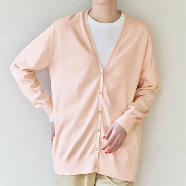 オーガニックコットン ニットVネックカーディガン