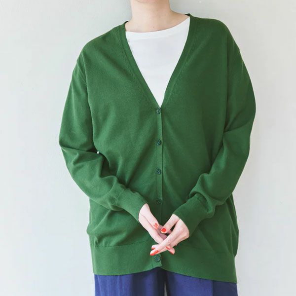 オーガニックコットン ニットVネックカーディガン