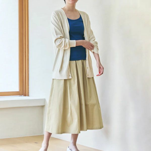 オーガニックコットン ニットVネックカーディガン