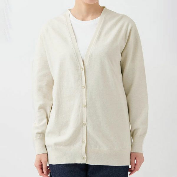 オーガニックコットン ニットVネックカーディガン