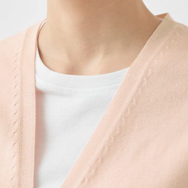 オーガニックコットン ニットVネックカーディガン