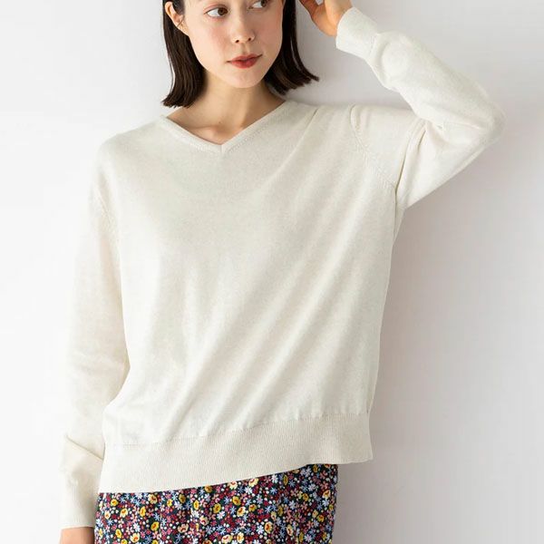 オーガニックコットン ニットVネックセーター