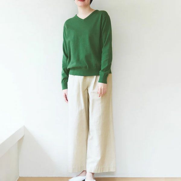 オーガニックコットン ニットVネックセーター