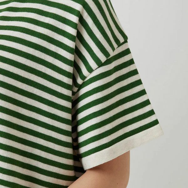 オーガニックコットン ニットボーダー柄半袖トップ