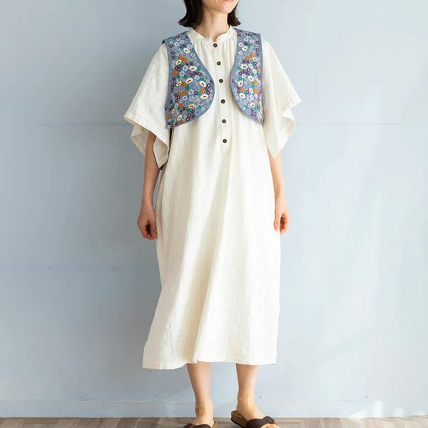 オーガニックコットン 手織りドビーワンピース