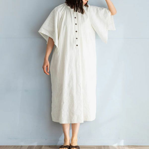 オーガニックコットン 手織りドビーワンピース