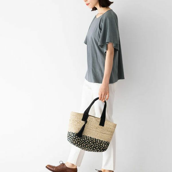 オーガニックコットン スラブフレアスリーブトップ