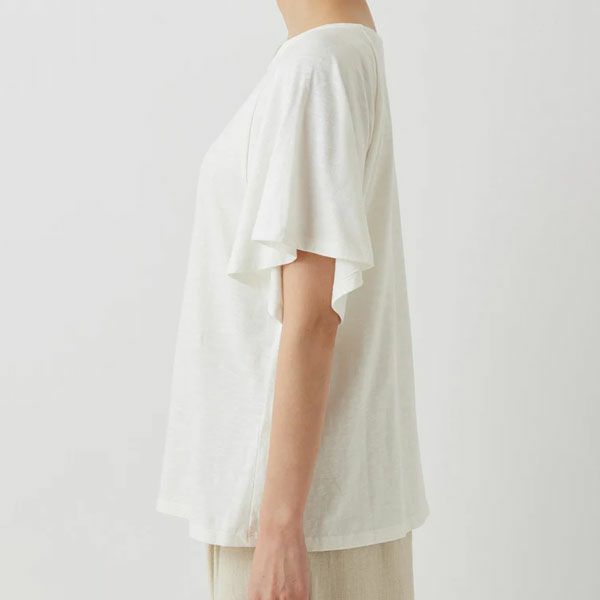 オーガニックコットン スラブフレアスリーブトップ