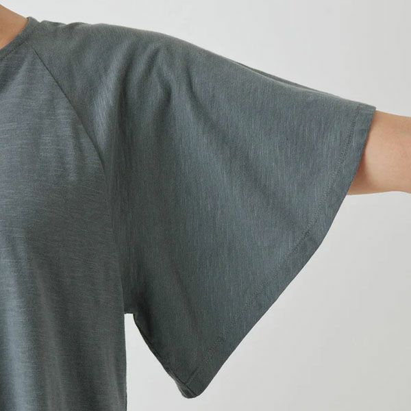 オーガニックコットン スラブフレアスリーブトップ