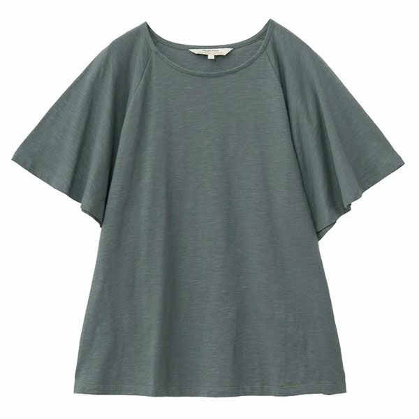 オーガニックコットン スラブフレアスリーブトップ