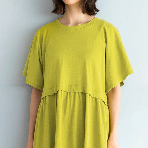 オーガニックコットン スラブフレアスリーブワンピース
