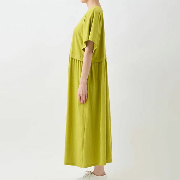 オーガニックコットン スラブフレアスリーブワンピース