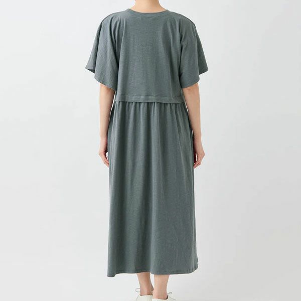 オーガニックコットン スラブフレアスリーブワンピース