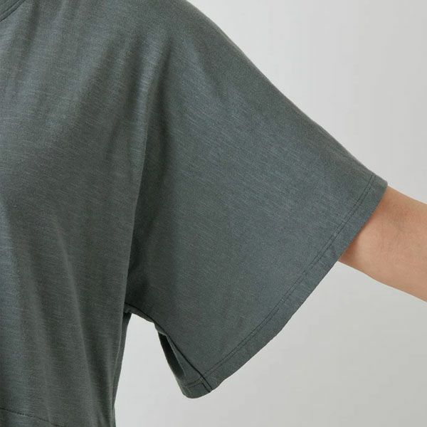 オーガニックコットン スラブフレアスリーブワンピース