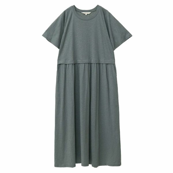 オーガニックコットン スラブフレアスリーブワンピース