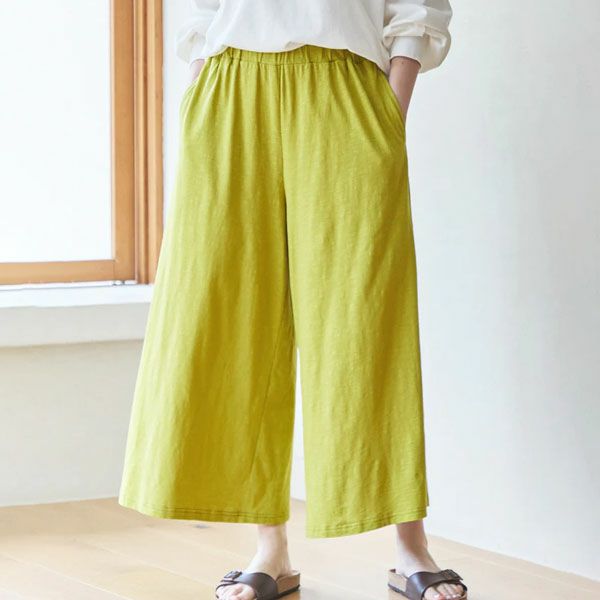 オーガニックコットン スラブワイドクロップドパンツ