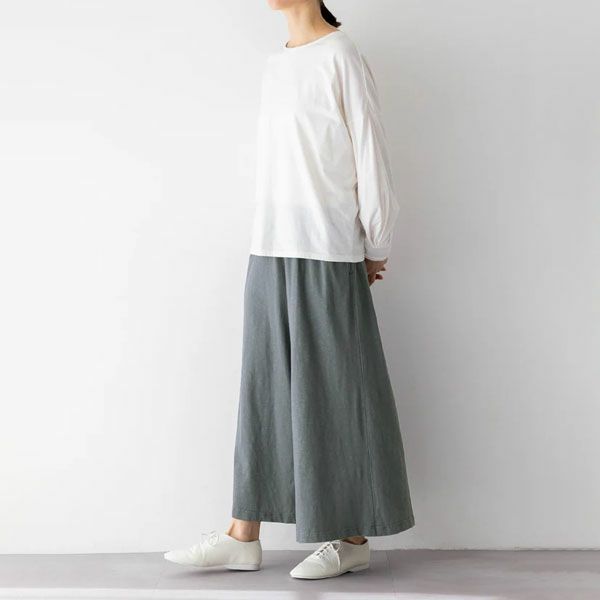 オーガニックコットン スラブワイドクロップドパンツ