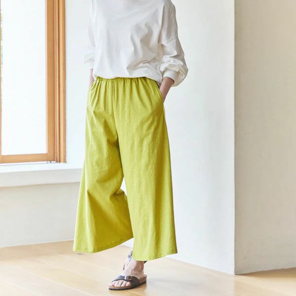 オーガニックコットン スラブワイドクロップドパンツ