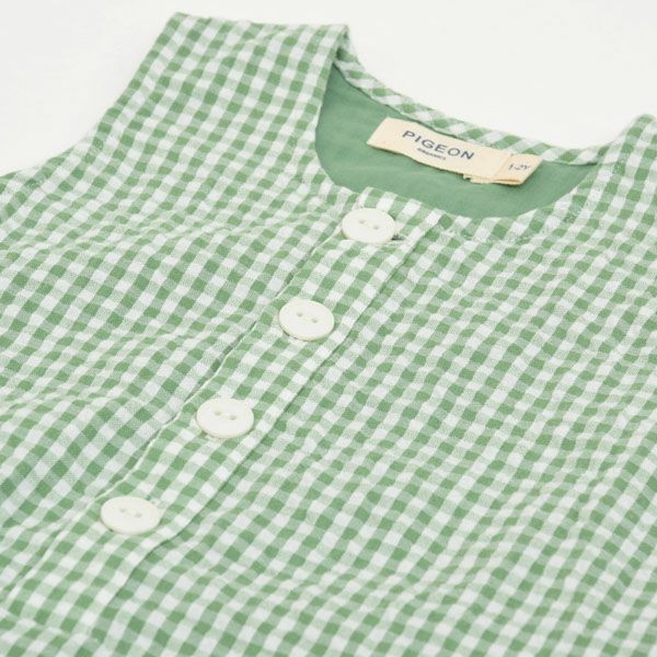 オーガニックコットンベビー シアサッカーチェック オールインワン