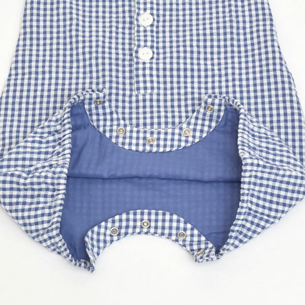 オーガニックコットンベビー シアサッカーチェック オールインワン