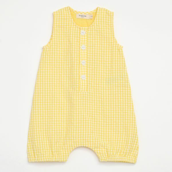 オーガニックコットンベビー シアサッカーチェック オールインワン