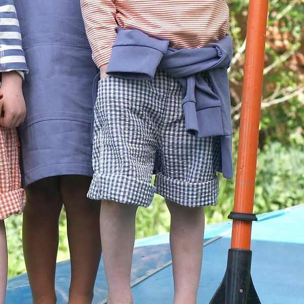 オーガニックコットン キッズ シアサッカーチェック ハーフパンツ