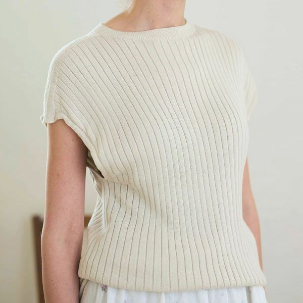 オーガニックコットン エアリーノースーブリブトップス