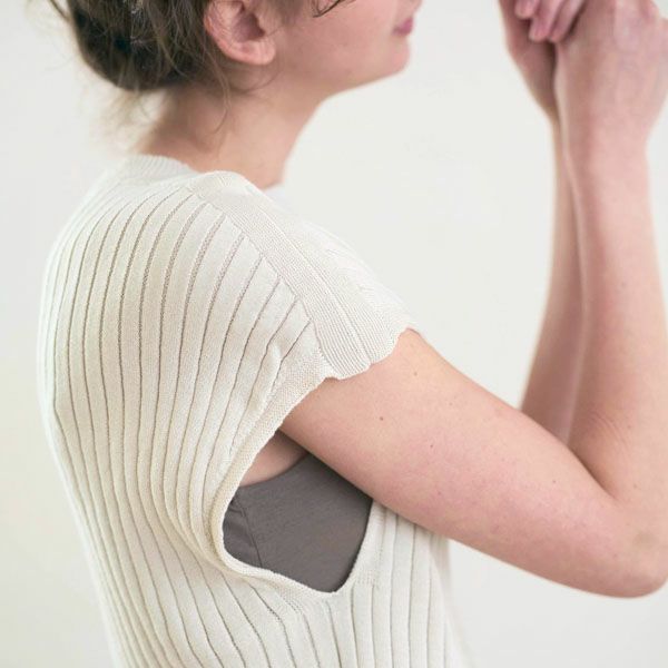 オーガニックコットン エアリーノースーブリブトップス