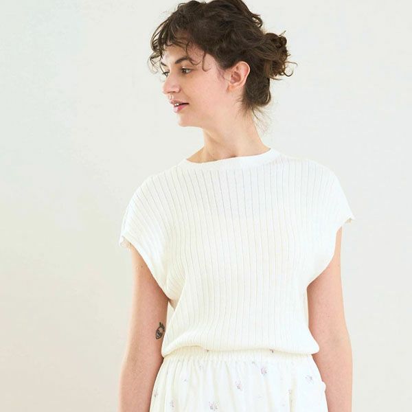 オーガニックコットン エアリーノースーブリブトップス