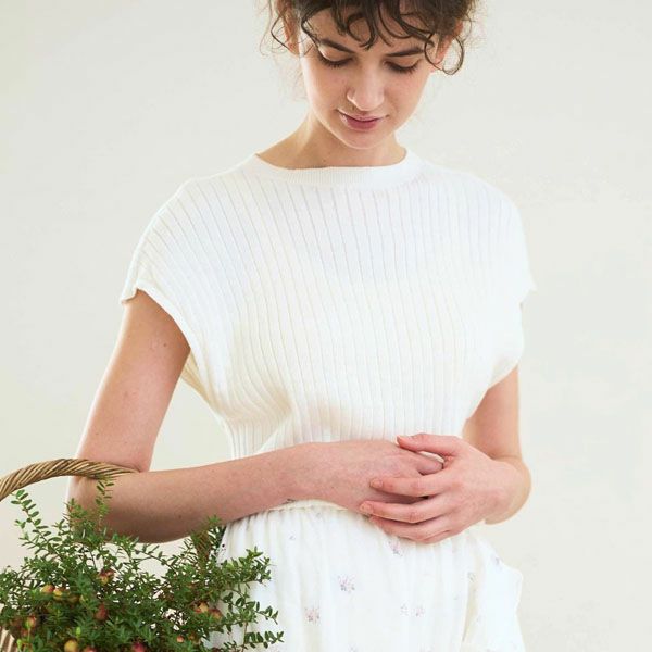 オーガニックコットン エアリーノースーブリブトップス