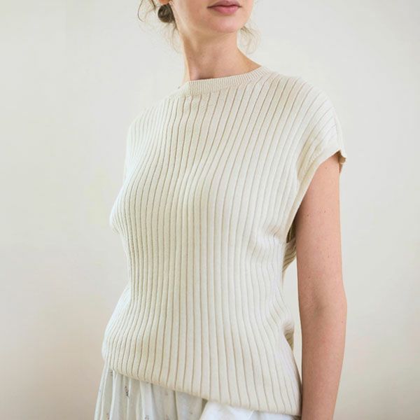 オーガニックコットン エアリーノースーブリブトップス