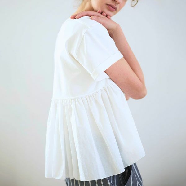 オーガニックコットン バックフリルコンビTシャツ