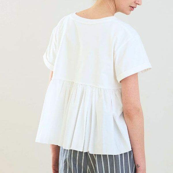 オーガニックコットン バックフリルコンビTシャツ