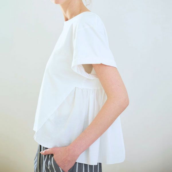 オーガニックコットン バックフリルコンビTシャツ