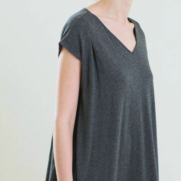 オーガニックコットン ファインニットカップ付きVネックワンピース