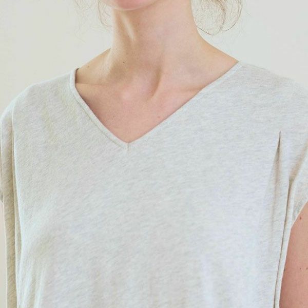 オーガニックコットン ファインニットカップ付きVネックワンピース