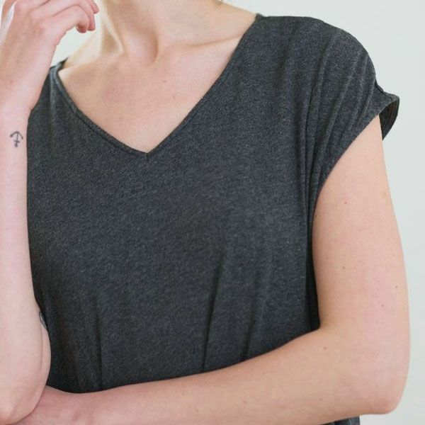 オーガニックコットン ファインニットカップ付きVネックワンピース