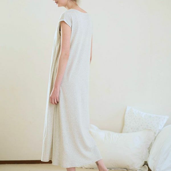 オーガニックコットン ファインニットカップ付きVネックワンピース