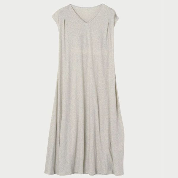 オーガニックコットン ファインニットカップ付きVネックワンピース