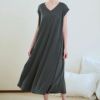 オーガニックコットン ファインニットカップ付きVネックワンピース