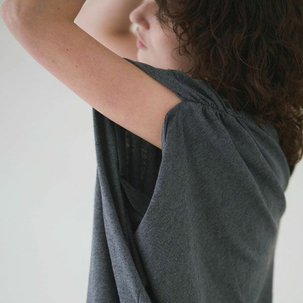 オーガニックコットン ファインニットVネックワイドトップス