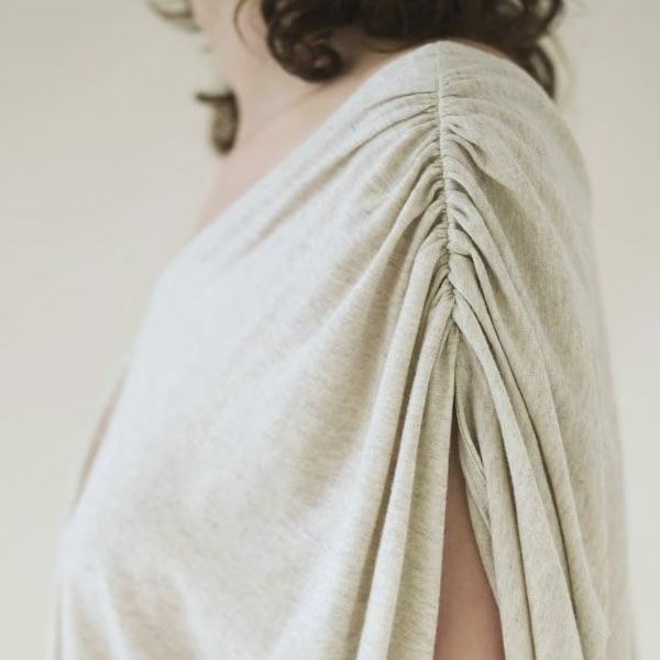 オーガニックコットン ファインニットVネックワイドトップス