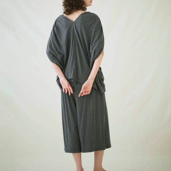 オーガニックコットン ファインニットVネックワイドトップス