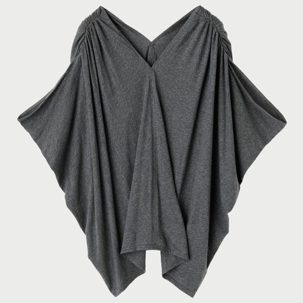 オーガニックコットン ファインニットVネックワイドトップス