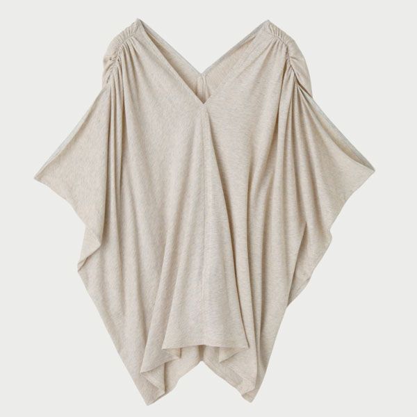 オーガニックコットン ファインニットVネックワイドトップス