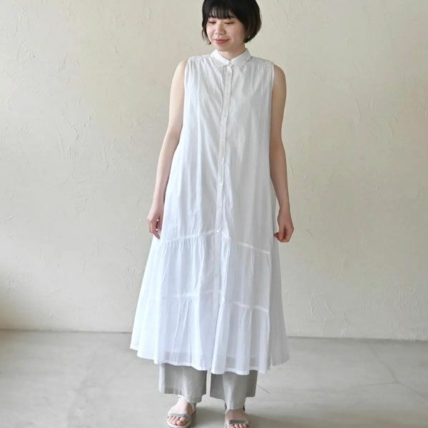 オーガニックコットン ノースリティアードワンピース