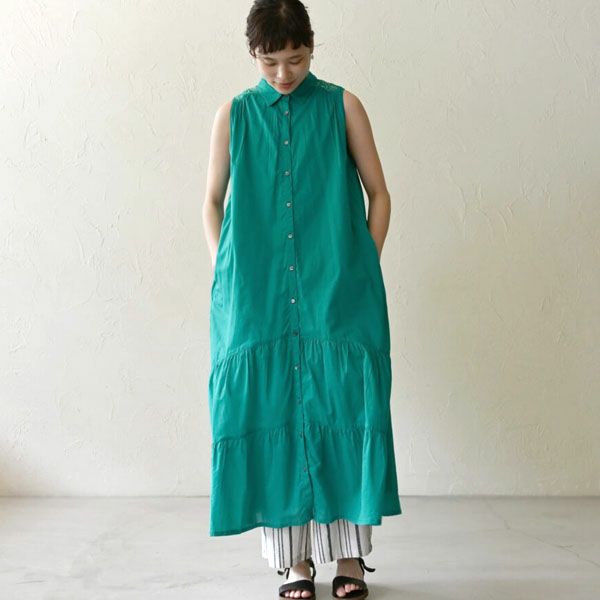オーガニックコットン ノースリティアードワンピース