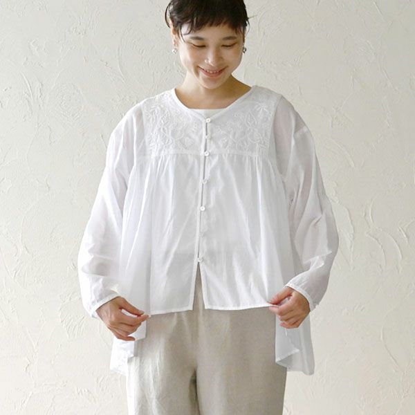 オーガニックコットン ボタニカルブラウス